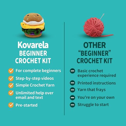 مجموعة أدوات الكروشيه للمبتدئين من Kovarela مع خيوط كروشيه بسيطة - مع دروس فيديو خطوة بخطوة (Penguin) in Saudi Arabia
