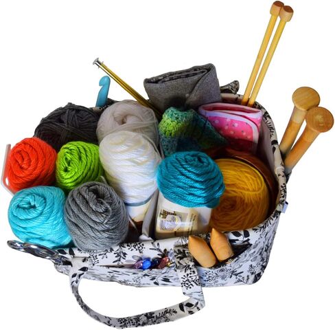 Designer Stitch Happy Crocheting Kit: 52 Piece Crochet Kit for Beginners & 7 Pocket Yarn Bag, Signature Yarn Storage - Angel in Saudi Arabia