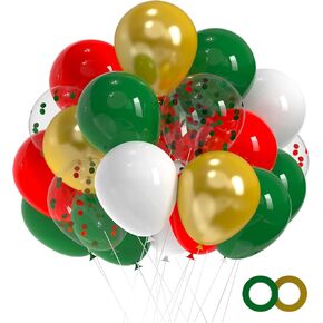 Christmas Balloons Red and Green Balloons, 50Pcs Christmas party Balloon 12 Inch Green Red Gold White Latex Balloons for New Year Merry Christma Birthday Party Decorations in Saudi Arabia