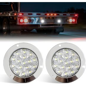 4.92 Inch Round LED Trailer Tail Lights 16 LED Stop Brake Turn Tail Lights Replacement for Trailer Boat Truck RV (White) in Saudi Arabia