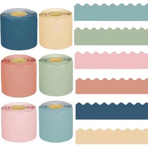 236Ft 6 Rolls Bulletin Board Borders Boho for Classroom - Border Trim, Scalloped Borders Stickers Rolled Decorations for School Home Office Chalkboard Decor in Kuwait