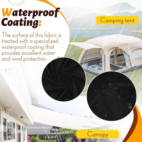 نسيج Vonty مقاوم للماء من نسيج النايلون المقاوم للتمزق من The Yard - عرض 60 بوصة (1 ياردة)، أقمشة سوداء مقاومة للماء وأقمشة خفيفة الوزن للطائرات الورقية لحقيبة الخيمة والقماش DIY الحرفية للسفر في الهواء الطلق in Kuwait