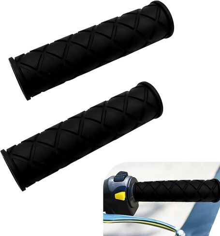 2 PCS Motorcycle Hand Grips, Non Slip Rubber Motorcycle Grips 7/8" 22mm/24mm, Open End Thruster Handlebar Comfort for Motocross Scooter Dirt Bike (Black) in Saudi Arabia
