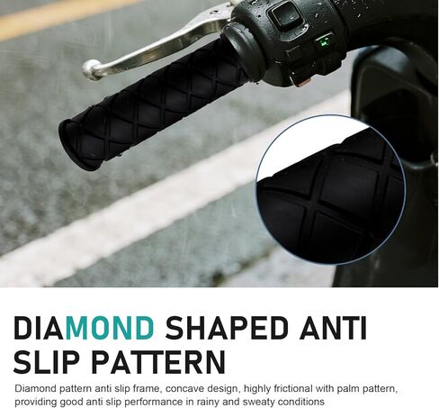 2 PCS Motorcycle Hand Grips, Non Slip Rubber Motorcycle Grips 7/8" 22mm/24mm, Open End Thruster Handlebar Comfort for Motocross Scooter Dirt Bike (Black) in Saudi Arabia