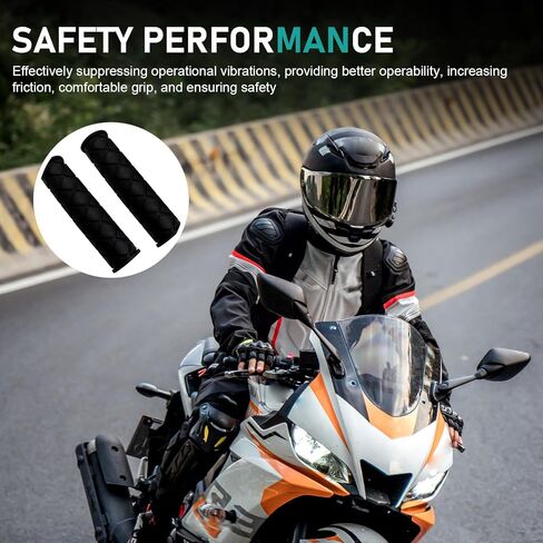 2 PCS Motorcycle Hand Grips, Non Slip Rubber Motorcycle Grips 7/8" 22mm/24mm, Open End Thruster Handlebar Comfort for Motocross Scooter Dirt Bike (Black) in Saudi Arabia