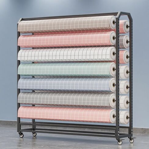 Commercial Fabric Roll Storage Rack, Heavy Duty Steel Organizer Holder With Adjustable Hanging Rod, Heavy-duty Sewing Room/Curtain Studio Display(130cm/51in) in Saudi Arabia