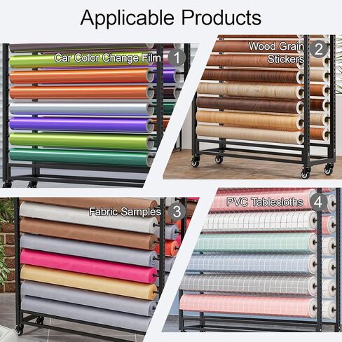 Commercial Fabric Roll Storage Rack, Heavy Duty Steel Organizer Holder With Adjustable Hanging Rod, Heavy-duty Sewing Room/Curtain Studio Display(130cm/51in) in Saudi Arabia