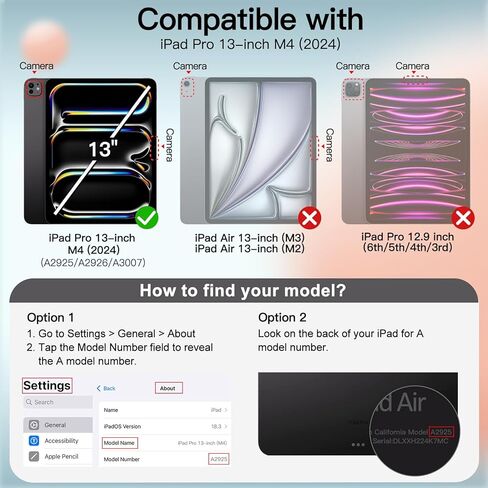 حافظة JETech لجهاز iPad Pro 13 بوصة M4 (2024)، غطاء ذكي بحامل نحيف وغطاء خلفي صلب مع تنبيه/غفو تلقائي (أسود) in Saudi Arabia