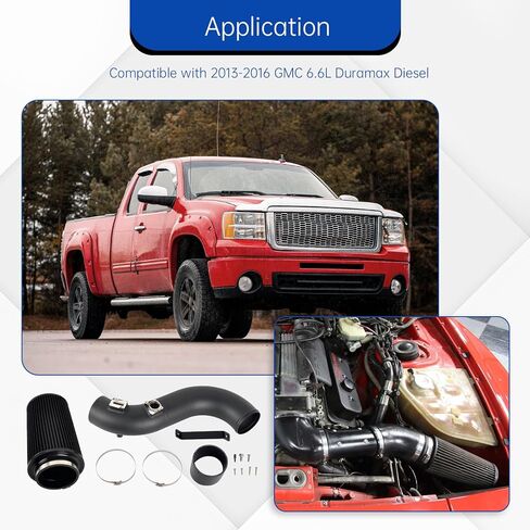 مدخل هواء بارد متوافق مع جي إم سي 6.6 لتر دوراماكس ديزل 2013-2016 - أحمر in Kuwait