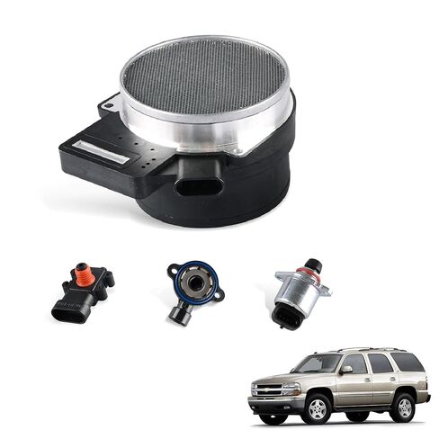 Mass Air Flow Sensor MAF Compatible with 1999-2002 Chevy Avalanche Silverado Suburban Tahoe, 2002 Cadillac Escalade, 2002 Escalade EXT, Replace 25318411 AF10043 25168491 in Saudi Arabia