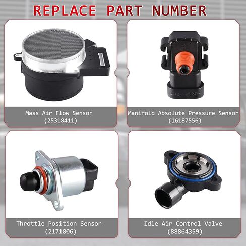 Mass Air Flow Sensor MAF Compatible with 1999-2002 Chevy Avalanche Silverado Suburban Tahoe, 2002 Cadillac Escalade, 2002 Escalade EXT, Replace 25318411 AF10043 25168491 in Saudi Arabia