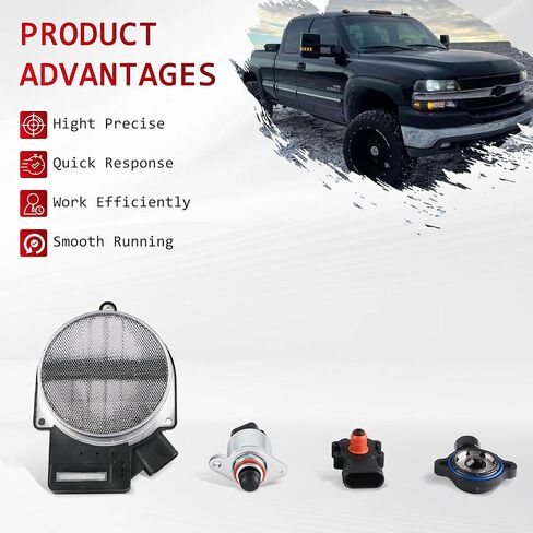 Mass Air Flow Sensor MAF Compatible with 1999-2002 Chevy Avalanche Silverado Suburban Tahoe, 2002 Cadillac Escalade, 2002 Escalade EXT, Replace 25318411 AF10043 25168491 in Saudi Arabia