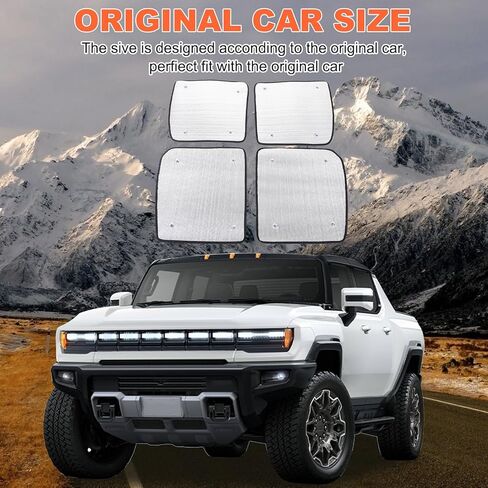 Yinanlutos Sunroof Sunshade Compatible with Hummer EV Pickup 2022-2025 Accessories Roof Window Shade Foldable Sunroof Shade Heat Block UV Reflector Reflective 4PCS (Silver) in Saudi Arabia