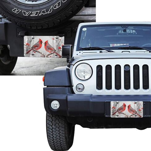 Cardinal Flower Snow Front License Plate Car Decorative License Plates Aluminum Metal Decor Accessory Novelty Vanity Tag Cover with 4 Holes for Men Women 6" X 12" in Saudi Arabia