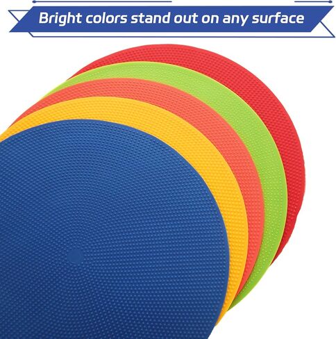 18 PCS 9 Inch Poly Spot Markers with Bag, 6 Color Poly Vinyl Floor Spot Marker, Round Non Slip Rubber Floor Agility Dots for Gym Soccer Basketball Sports Games in Kuwait