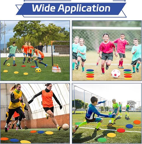 18 PCS 9 Inch Poly Spot Markers with Bag, 6 Color Poly Vinyl Floor Spot Marker, Round Non Slip Rubber Floor Agility Dots for Gym Soccer Basketball Sports Games in Kuwait