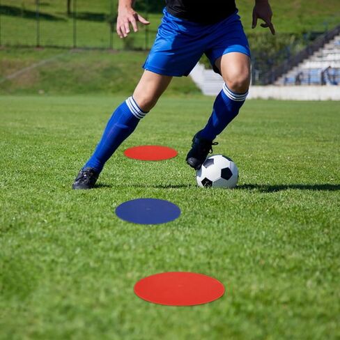 18 PCS 9 Inch Poly Spot Markers with Bag, 6 Color Poly Vinyl Floor Spot Marker, Round Non Slip Rubber Floor Agility Dots for Gym Soccer Basketball Sports Games in Kuwait