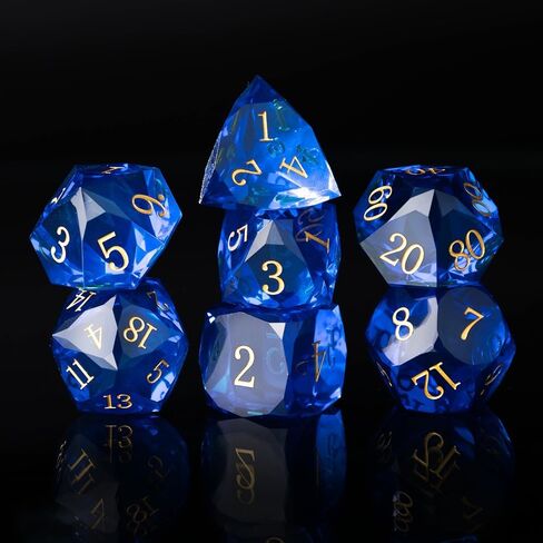 Resin DND Dice Set, 7 Pieces Handmade Sharp Edge Polyhedral Dice for Role Playing Game, Dice Accessory for D&D RPG Players and Starters d4 d6 d8 d10 d12 d20 with Gift Box (red) in Saudi Arabia
