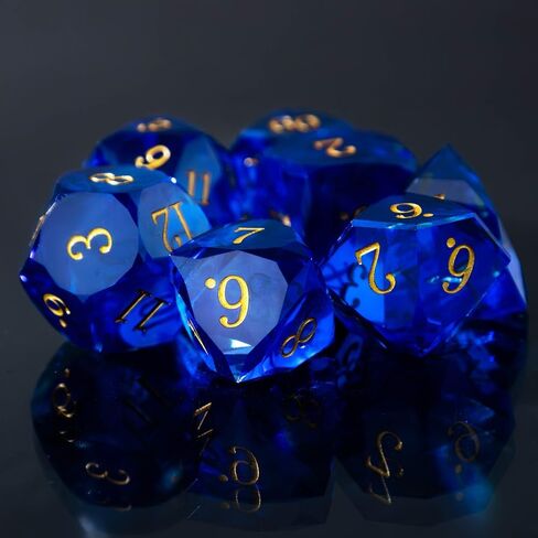 Resin DND Dice Set, 7 Pieces Handmade Sharp Edge Polyhedral Dice for Role Playing Game, Dice Accessory for D&D RPG Players and Starters d4 d6 d8 d10 d12 d20 with Gift Box (red) in Saudi Arabia