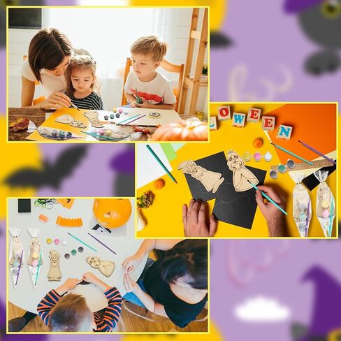 Honoson 24 Set Paint Your Own Witch and Princess Crafts DIY Wooden Painting Craft Kit Pink and Green Color Your Own Witch Princess for Birthday Gifts Party Favors in Saudi Arabia