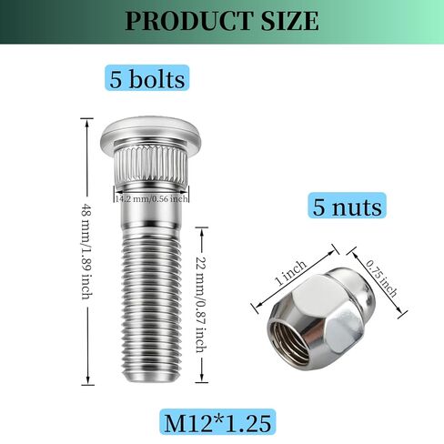 5 Sets M12-1.25 Wheel Stud Bolts 610-566 & Lug Nuts 28171A-J000 Compatible with Subaru Legacy, XV Crosstrek BRZ, Ascent Impreza, B9, Tribeca Forester WRX STI Outback Models in Saudi Arabia
