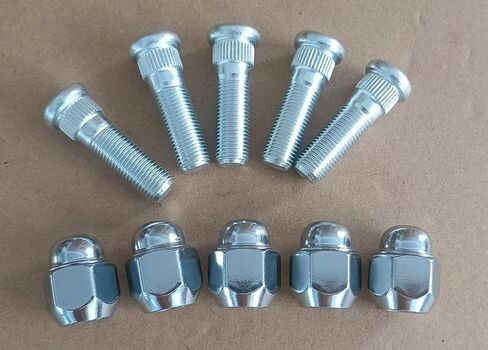 5 PCS Serrated Wheel Stud Bolts 610-378 M12-1.25 * 42mm, 14.35mm Knurl Bolt & Lug Nuts 611-114 Replacement for Infiniti Nissan Suzuki and More in Saudi Arabia