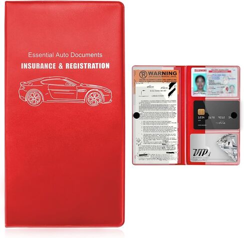 Car Registration Insurance Holder, 5.2"x9.6" Auto Insurance Card Organizer with Hook & Loop Closure, Waterproof Driver License Holder Paperwork Wallet Case for Vehicle (Glossy, White) in Saudi Arabia