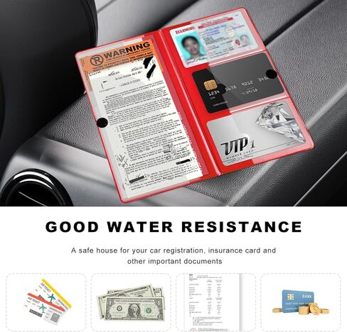 Car Registration Insurance Holder, 5.2"x9.6" Auto Insurance Card Organizer with Hook & Loop Closure, Waterproof Driver License Holder Paperwork Wallet Case for Vehicle (Glossy, White) in Saudi Arabia