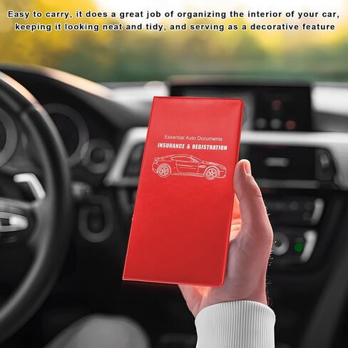Car Registration Insurance Holder, 5.2"x9.6" Auto Insurance Card Organizer with Hook & Loop Closure, Waterproof Driver License Holder Paperwork Wallet Case for Vehicle (Glossy, White) in Saudi Arabia