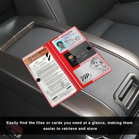Car Registration Insurance Holder, 5.2"x9.6" Auto Insurance Card Organizer with Hook & Loop Closure, Waterproof Driver License Holder Paperwork Wallet Case for Vehicle (Glossy, White) in Saudi Arabia