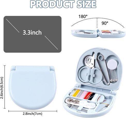 Mini Portable Sewing Box, Cute Basic Emergency Sewing Kit with Needles Threads Buttons Scissors for Travel, Small DIY Sews Supplies for Daily Use, Blue in Saudi Arabia