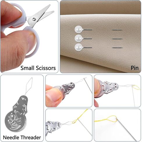 Mini Portable Sewing Box, Cute Basic Emergency Sewing Kit with Needles Threads Buttons Scissors for Travel, Small DIY Sews Supplies for Daily Use, Blue in Saudi Arabia