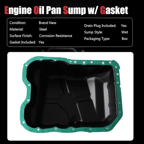 AUCERAMIC 4884665AC Oil Pan Sump with Drain Plug & Gasket Fit 2007-2017 for Jeep Compass Patriot, for Dodge Avenger Caliber Journey, for Chrysler 200 Sebring 2.0L 2.4L L4 in Saudi Arabia