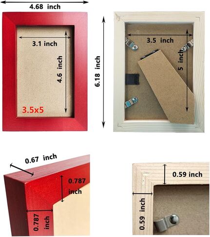 ZXT-parts 3.5x5 Picture Frames Brown Photo Frame. Solid Wood, Plastic Panel, The Tabletop or The Wall. in Saudi Arabia