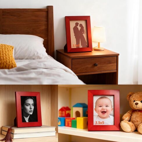 ZXT-parts 3.5x5 Picture Frames Brown Photo Frame. Solid Wood, Plastic Panel, The Tabletop or The Wall. in Saudi Arabia