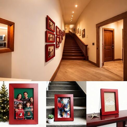 ZXT-parts 3.5x5 Picture Frames Brown Photo Frame. Solid Wood, Plastic Panel, The Tabletop or The Wall. in Saudi Arabia