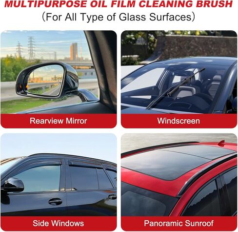 Oil-Free Car Glass Brushes, Upgrade 2.0 Clear Vision Glass Cleaner, Oil Film Cleaning Brush for Automotive Windows, Clearvision Cars Windshield Cleaner Tool (1set) (1, Red) in Kuwait