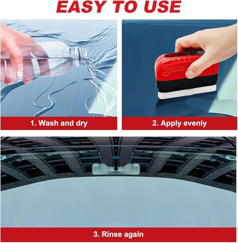 Oil-Free Car Glass Brushes, Upgrade 2.0 Clear Vision Glass Cleaner, Oil Film Cleaning Brush for Automotive Windows, Clearvision Cars Windshield Cleaner Tool (1set) (1, Red) in Kuwait