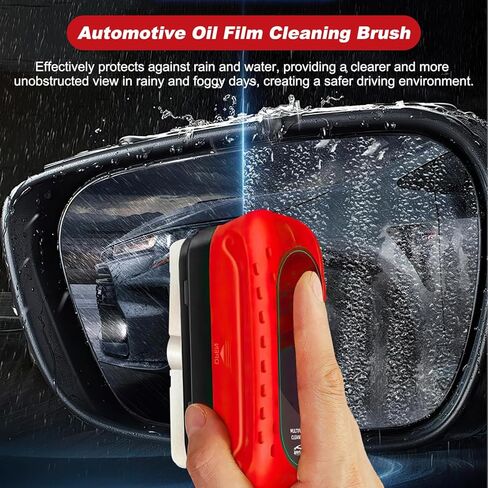 Oil-Free Car Glass Brushes, Upgrade 2.0 Clear Vision Glass Cleaner, Oil Film Cleaning Brush for Automotive Windows, Clearvision Cars Windshield Cleaner Tool (1set) (1, Red) in Kuwait