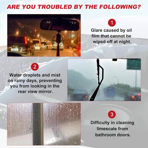 Oil-Free Car Glass Brushes, Upgrade 2.0 Clear Vision Glass Cleaner, Oil Film Cleaning Brush for Automotive Windows, Clearvision Cars Windshield Cleaner Tool (1set) (1, Red) in Kuwait