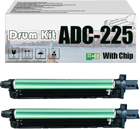 مجموعة أسطوانة التصوير ADC-225 ADC225، متوافقة مع طابعات Aurora ADC265S ADC225 [حجم طباعة عالي مع شريحة] أسود*2 in Kuwait