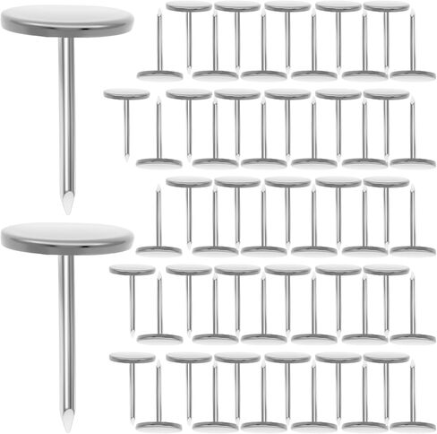 60pcs Flat Head Thumb Tacks for Wall, Silver Heavy Duty Upholstery Push Pins, 0.4" x 0.6" Decorative Wall Pins Nails for Furniture, Office, DIY Crafts in Saudi Arabia