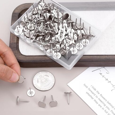 60pcs Flat Head Thumb Tacks for Wall, Silver Heavy Duty Upholstery Push Pins, 0.4" x 0.6" Decorative Wall Pins Nails for Furniture, Office, DIY Crafts in Saudi Arabia