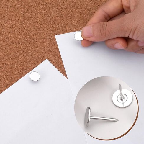 60pcs Flat Head Thumb Tacks for Wall, Silver Heavy Duty Upholstery Push Pins, 0.4" x 0.6" Decorative Wall Pins Nails for Furniture, Office, DIY Crafts in Saudi Arabia