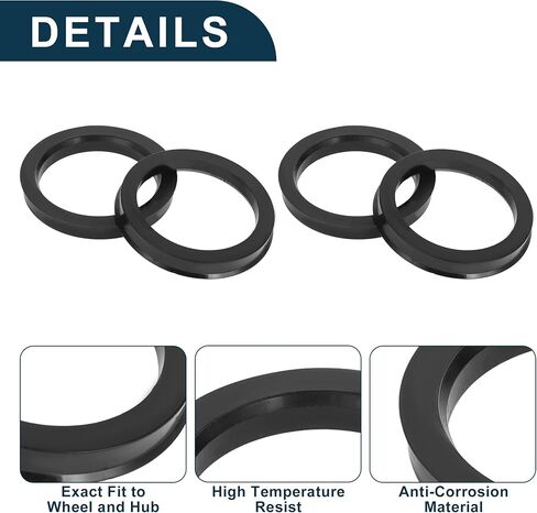 Car Wheel Hub Centric Rings Durable Wheels Center Shaft Shock Absorbing Hubrings Black 4 Pcs OD 76.1mm to ID 60.1mm Polycarbonate in Saudi Arabia