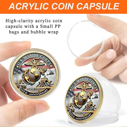 عملة تحدي الذكرى السنوية الـ 250 لمشاة البحرية الأمريكية على الوجهين - عملة تذكارية لقوات مشاة البحرية مقاس 1.57 بوصة، هدية قابلة للتحصيل للداعمين العسكريين، وشاشات عرض وطنية (عملة الذكرى السنوية الـ 250 للبحرية - أ) in Kuwait