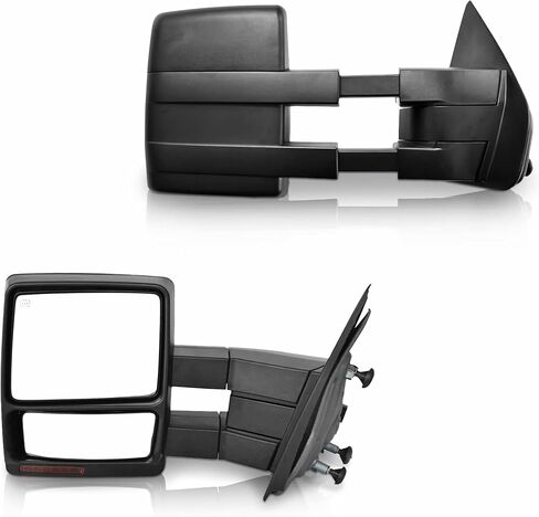 مجموعة مرايا سحب PZ لليسار واليمين لـ 2004-2007 F-150، تسخين كهربائي، ضوء إشارة كهرماني، مصباح بركة، استبدال جانبي لسائق المرآة السوداء Lh Rh in Kuwait