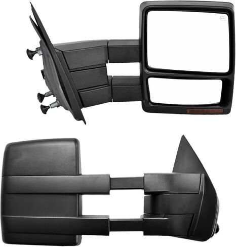 مجموعة مرايا سحب PZ لليسار واليمين لـ 2004-2007 F-150، تسخين كهربائي، ضوء إشارة كهرماني، مصباح بركة، استبدال جانبي لسائق المرآة السوداء Lh Rh in Kuwait