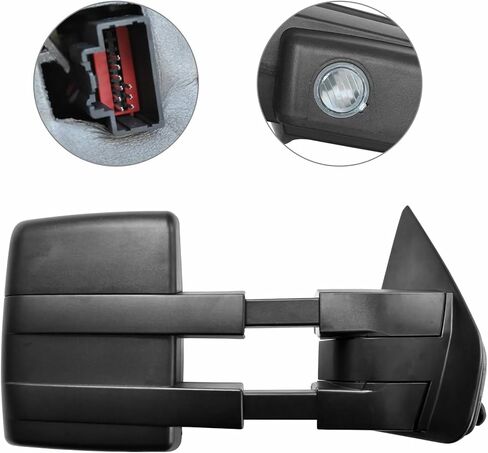 مجموعة مرايا سحب PZ لليسار واليمين لـ 2004-2007 F-150، تسخين كهربائي، ضوء إشارة كهرماني، مصباح بركة، استبدال جانبي لسائق المرآة السوداء Lh Rh in Kuwait