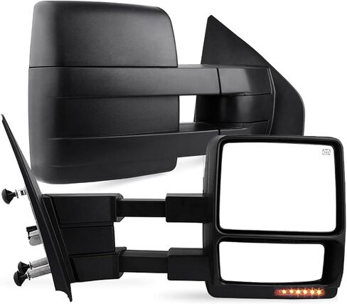 مجموعة مرايا سحب PZ لليسار واليمين لـ 2004-2007 F-150، تسخين كهربائي، ضوء إشارة كهرماني، مصباح بركة، استبدال جانبي لسائق المرآة السوداء Lh Rh in Kuwait